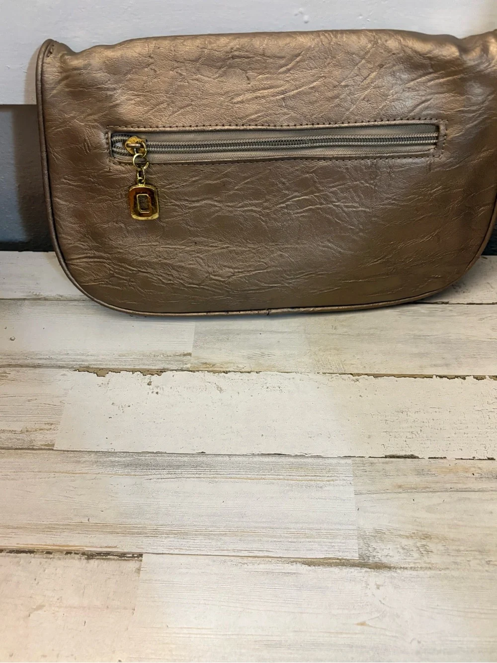 Tory Burch Metallic Taupe Crossbody with Gold Logo Chain